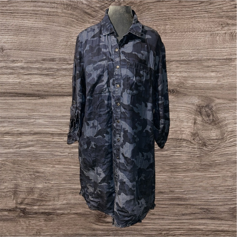 Cato Camouflage Button-Up Midi Dress